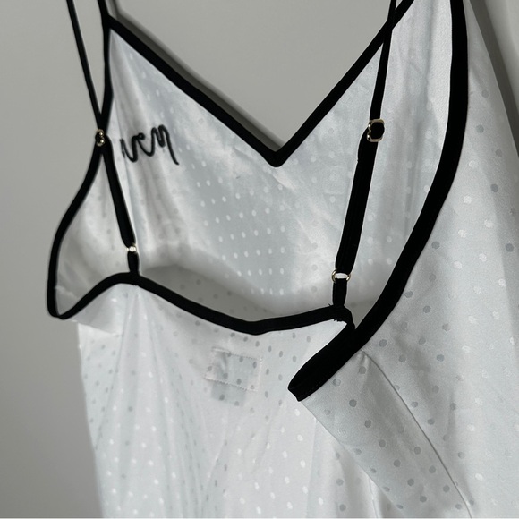 Kate Spade Mrs Camisole Tank Top White Dot Fabric with Black Trim Size Small - Picture 10 of 11